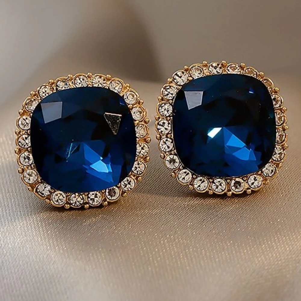 New Feminine Classic Blue Gold Studs